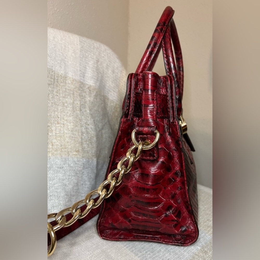 Michael Kors Burgundy Python Leather Hamilton Cro… - image 8